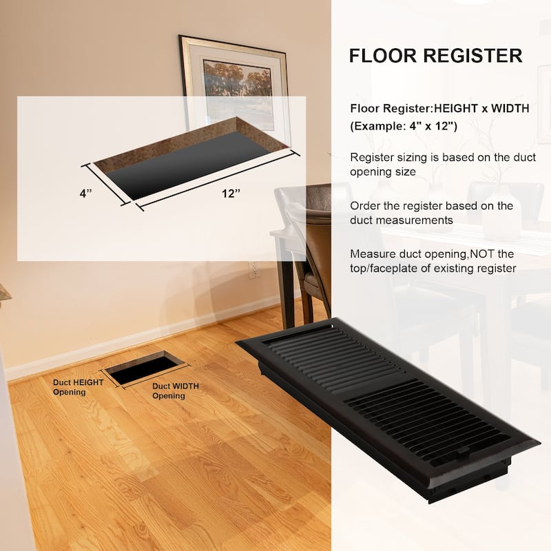 Akicon Stripe Design 4"x12" Floor Register with Trap Net