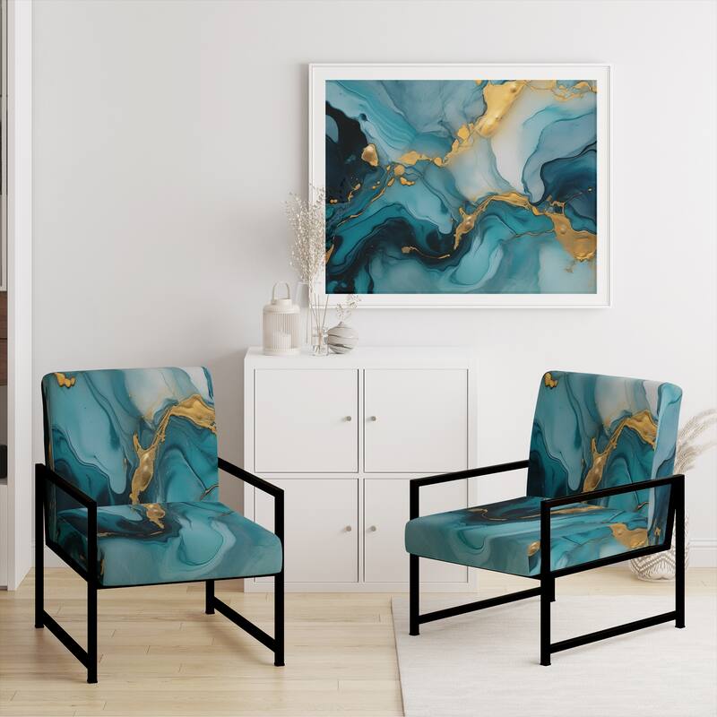 Designart "Segment Layers of Marbled Rock" Upholstered Fractals Accent Chair and Arm Chair