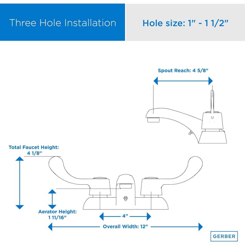 Gerber G004341166 Classics 1.2 GPM Centerset Bathroom Faucet