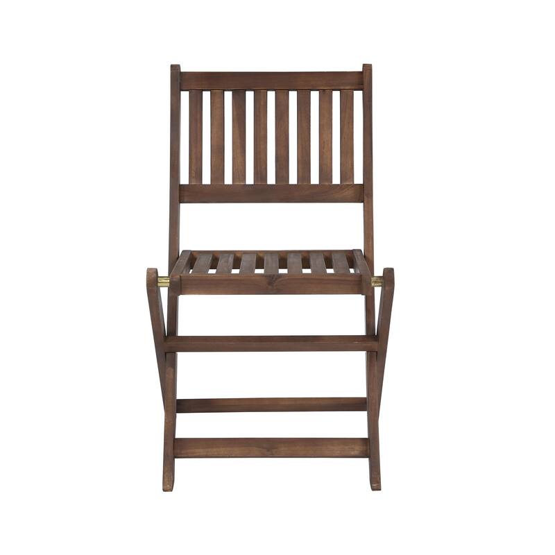 Acacia Wood Bistro Set with 2 Folding Chairs & Round Table, 3-Piece