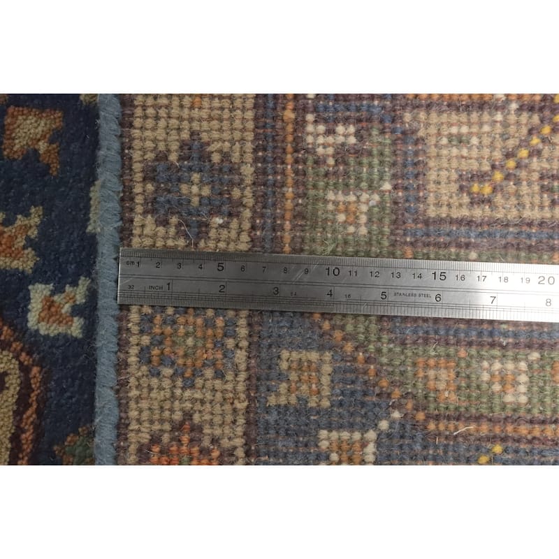 Hand-knotted Traditional Wool Blue Geometric Area Rug Oriental Carpet - 6' 0'' X 3' 9''