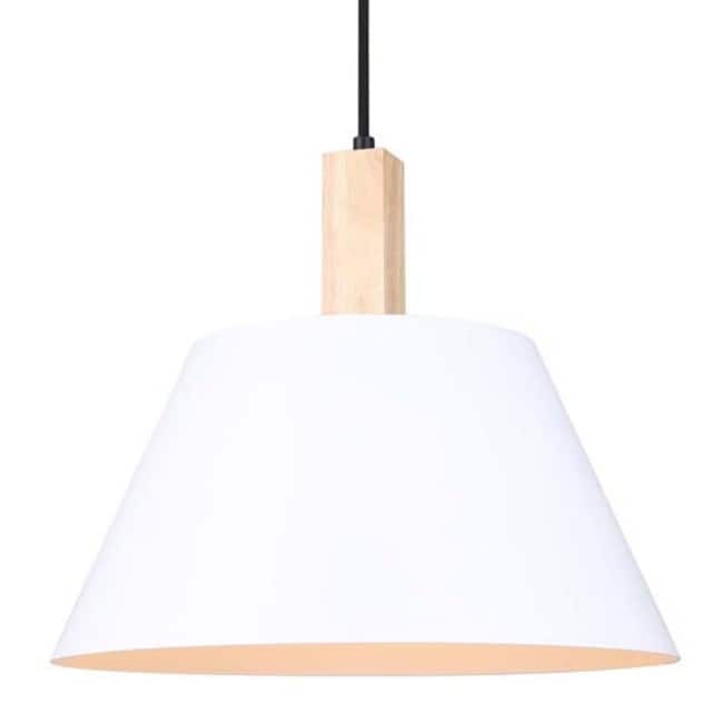 Canarm IPL1124A01 Harlyn 15" Wide Wood Pendant - Black / White / Wood