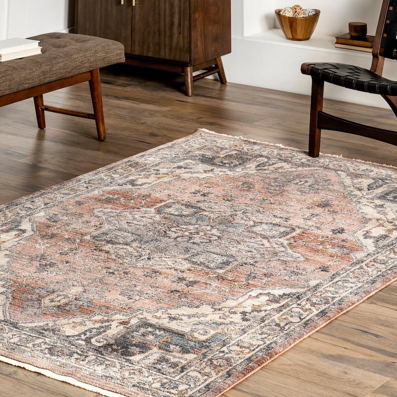 Nuloom Faded Medallion Fringe Area Rug