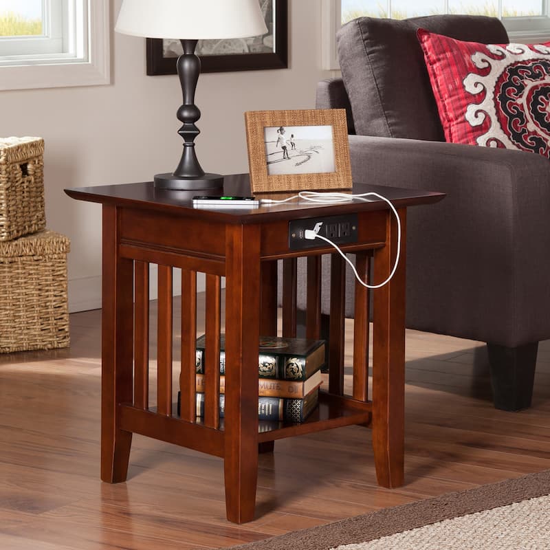 AFI Mission End Table with Charging Station