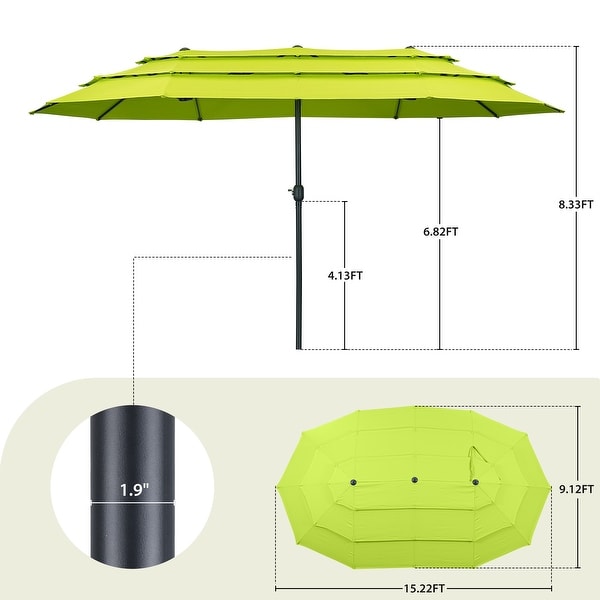 ABCCANOPY Outdoor Double-Sided Large Patio Umbrella 15FT