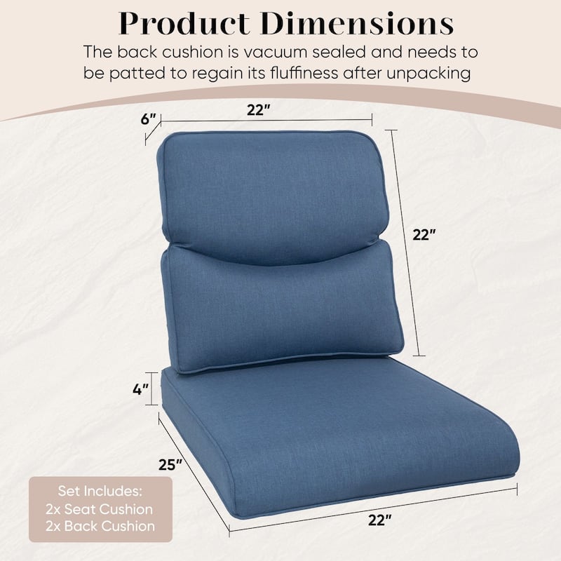 Pocassy 22x25x4 Inch Cushion for Outdoor Swivel Chairs Sofa Set