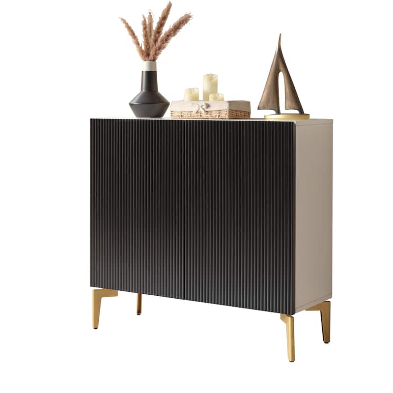 Arvo Wood Console Table with Metal Legs and Hidden Storage - 32"L x 12"W 30"H