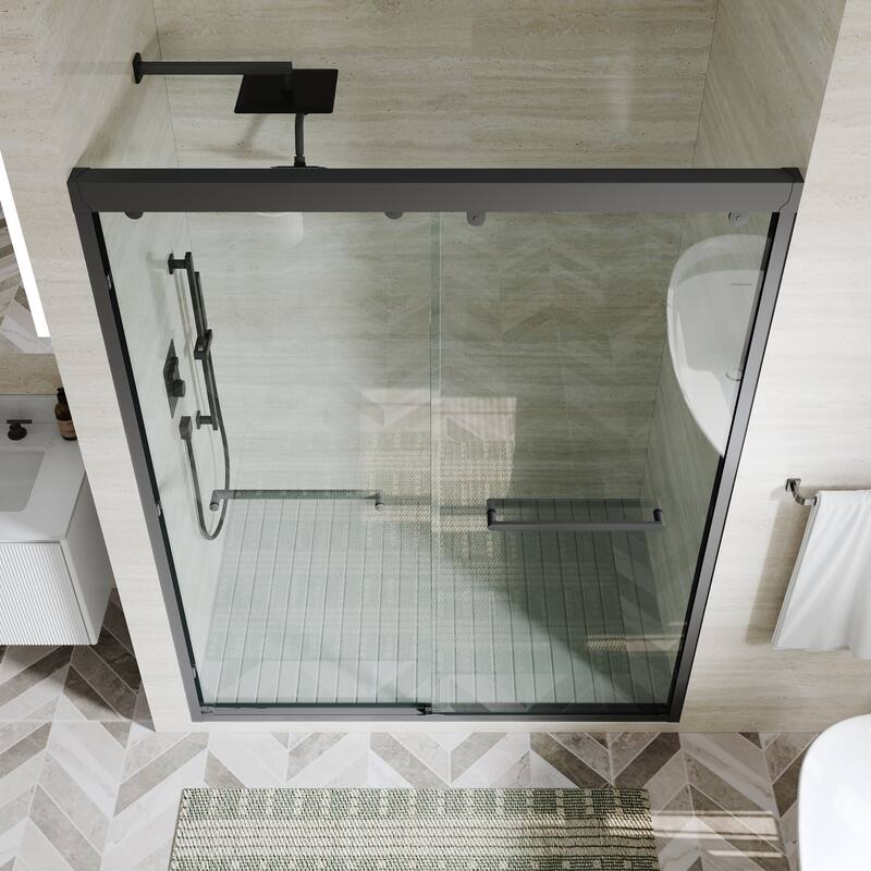44-48"W/56-60"W x 75"H Double Sliding Shower Door With 8mm Tempered Glass & Aluminum Alloy Frame