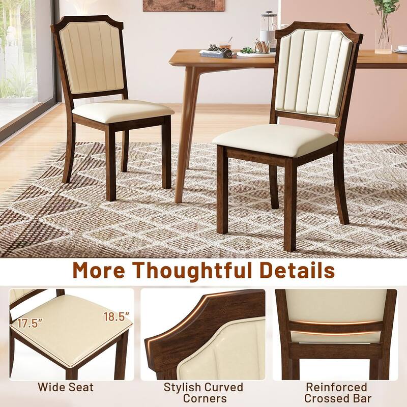 Set of 2/4 Upholstered Dining Chairs PU Leather Armless Kitchen Chair