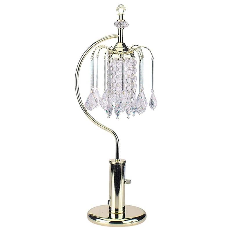 27" Gold Metal Chandelier Faux Crystal Table Lamp - 12 x 12 x 27
