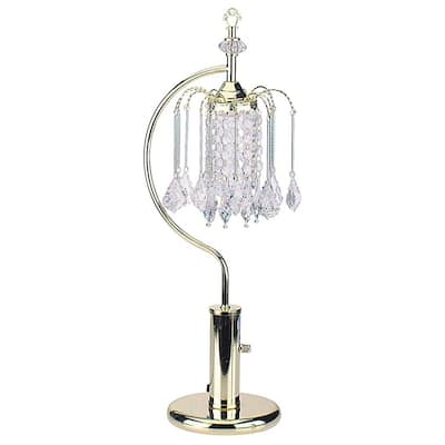 27" Gold Metal Chandelier Faux Crystal Table Lamp - 12 x 12 x 27