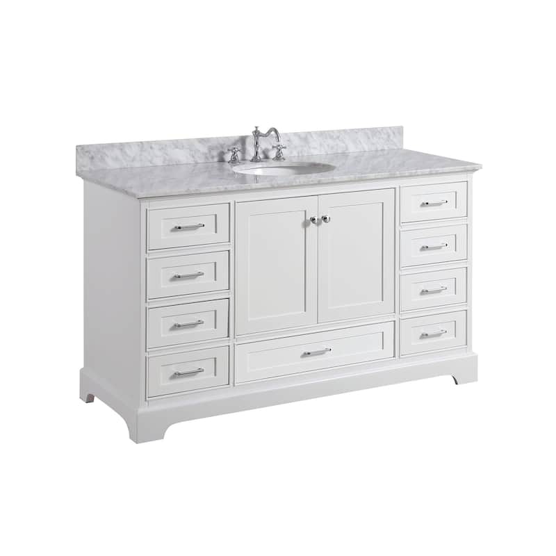 KitchenBathCollection Harper 60" Single Bathroom Vanity with Carrara Marble Top