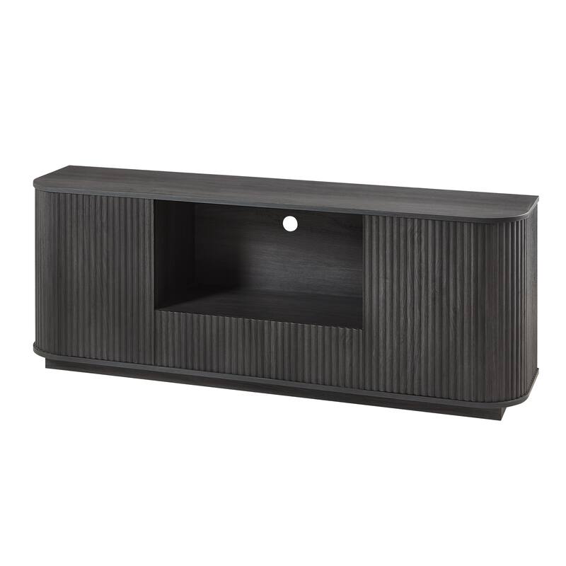 64" Modern Wavy TV Stand with Storage, Sideboard Buffet Cabinet w/ Vertical Stripe Doors, Media Console for Living Room,Entryway