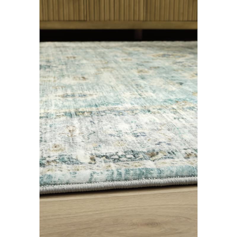 Signature Design by Ashley Ladstoney Teal/Beige/Gray 8' x 10' Memory Foam Area Rug - 7'7"W x 9'6"D
