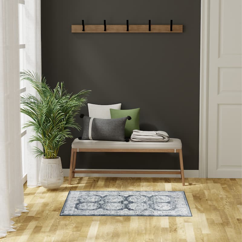 Nourison Dekor Indoor only Moroccan Area Rug - Grey/Navy - 2' x 4'