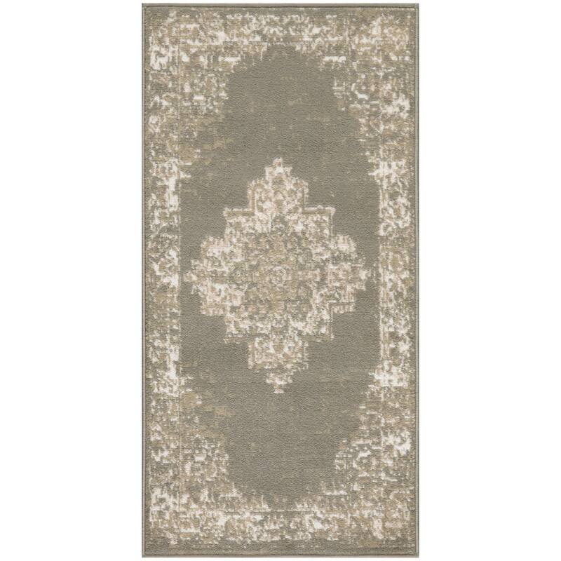Nourison Grafix Distressed Vintage Medallion Area Rug - 2' x 4' - Olive