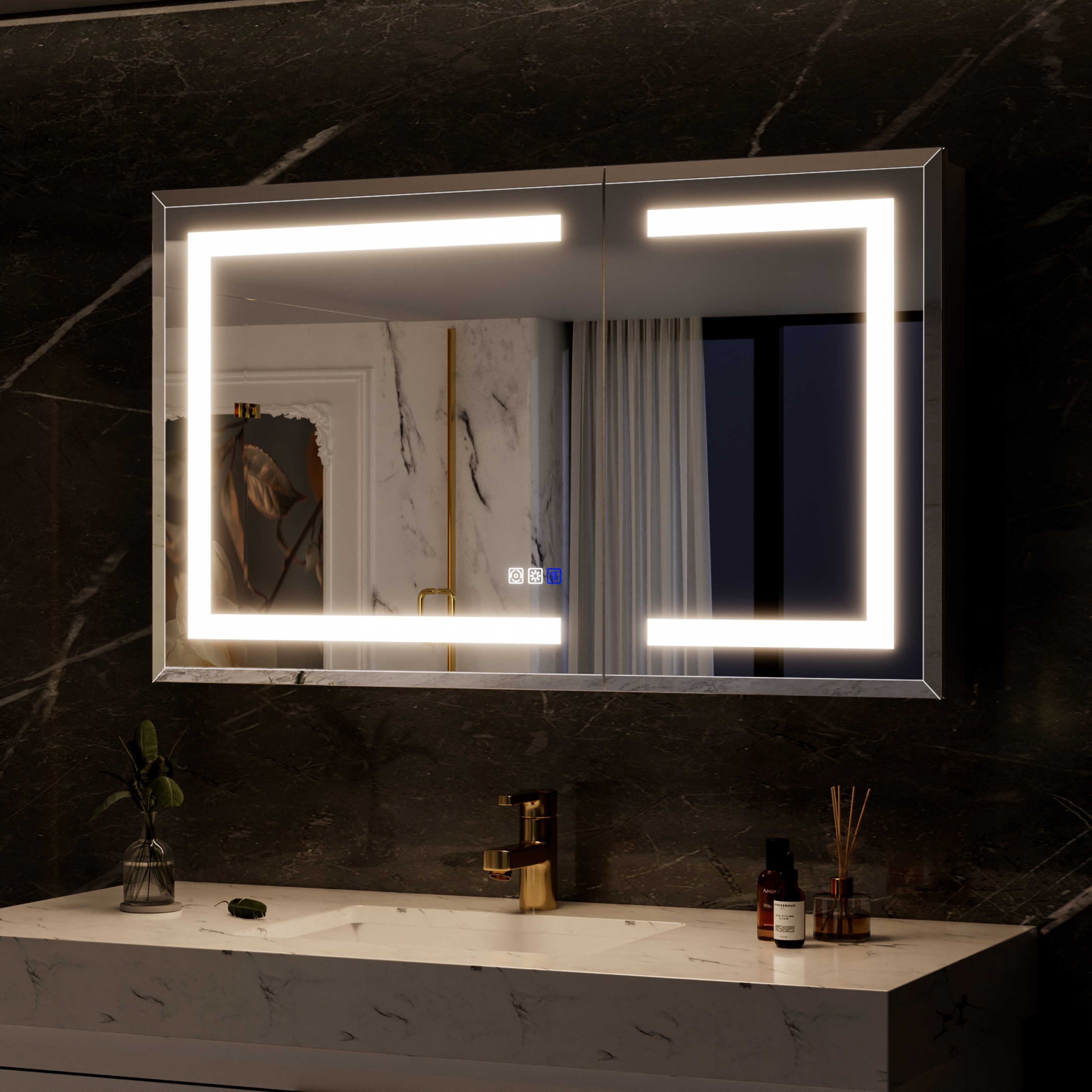 30-48'' W x 24'' H Surface or Recessed LED Bathroom Medicine Cabinet With Mirror,Defog & Quiet Hinges
