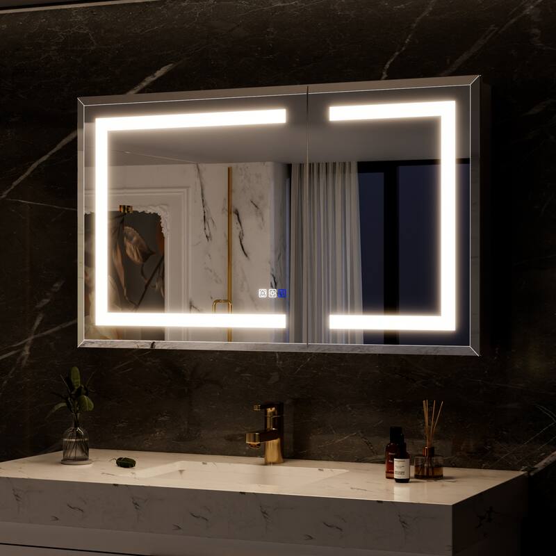 30-48'' W x 24'' H Surface or Recessed LED Bathroom Medicine Cabinet With Mirror,Defog & Quiet Hinges - 40x24