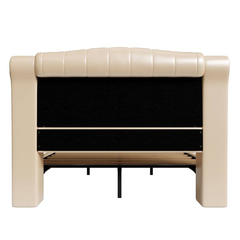 Christopher Knight Home - Modern Upholstered Platform Bed with Wood & Metal Frame with Button-Tufted Headboard