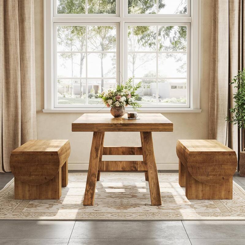 Farmhouse Solid Wood Dining Bench, Entryway Shoe Bench, Kitchen Bench for Dining/Living Room, Hallway