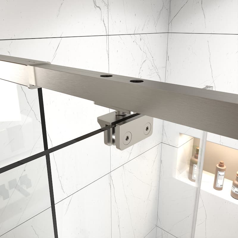 42"x71" Frameless Single Pivot Enclosure Glass Shower Door Black/Nickel with SGCC Tempered Glass
