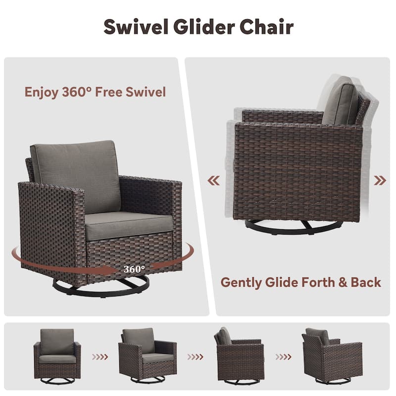 4 Pieces Fire Pit Table with Sofa Swivel Chair Set