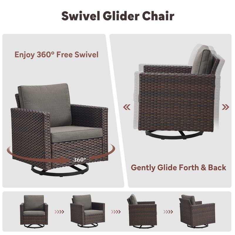 5 Pieces Fire Pit Table with Outdoor Swivel Chair Patio Chair