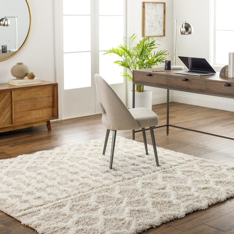 Livabliss Urban Shag Bohemian Tribal Area Rug - 6'7" x 6'7" Square - Beige