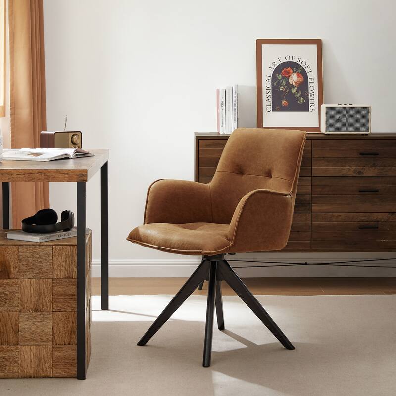 Art Leon Swivel Wood Accent Arm Chair