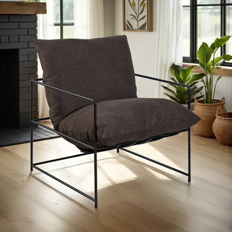 Rogan Modern Industrial Accent Chair - Brown