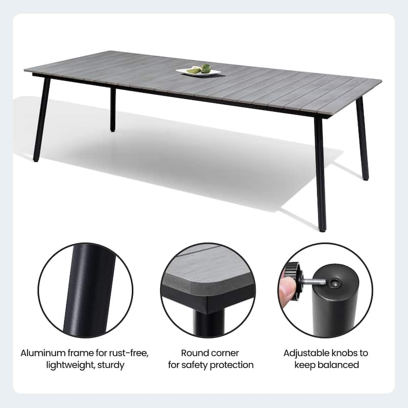 9-Piece Set Outdoor Aluminum Dining Table and Foldable Adjustable Dining Chairs