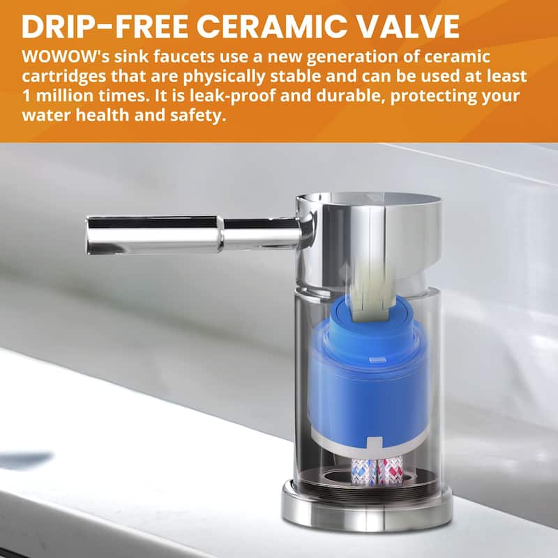 WOWOW Single Handle Pull Down Kitchen Faucet with Soap Dispenser