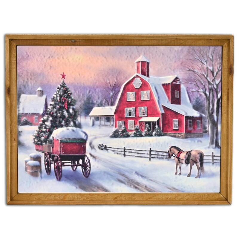 Eirlys 21" Christmas Scene Metal and Wood Framed Wall Art - N/A - Multi