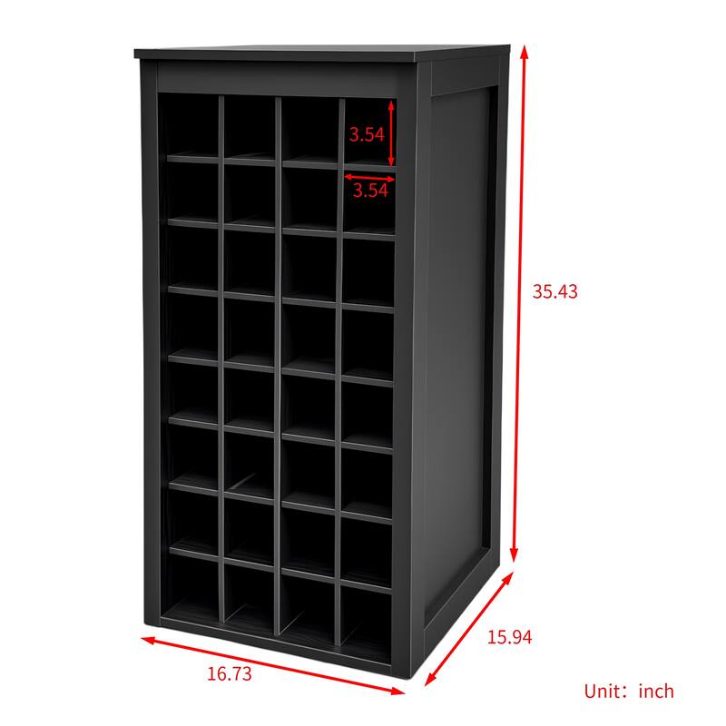 Modular 32 Wine Bar Cabinet Buffet Cabinet, 17.80"W x 15.95"D x 35.43"H