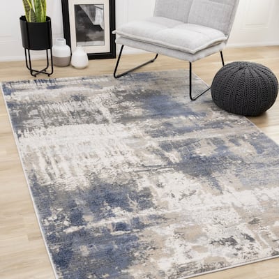 Leonardo Grey Blue Abstract Area Rug