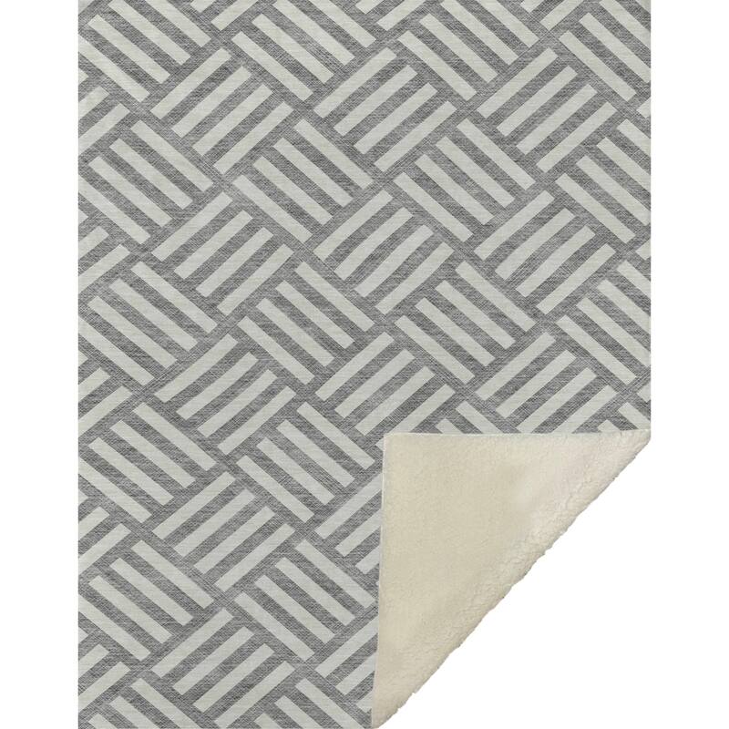 Premium Machine Washable Contemporary Geo Sherpa Throw Blanket