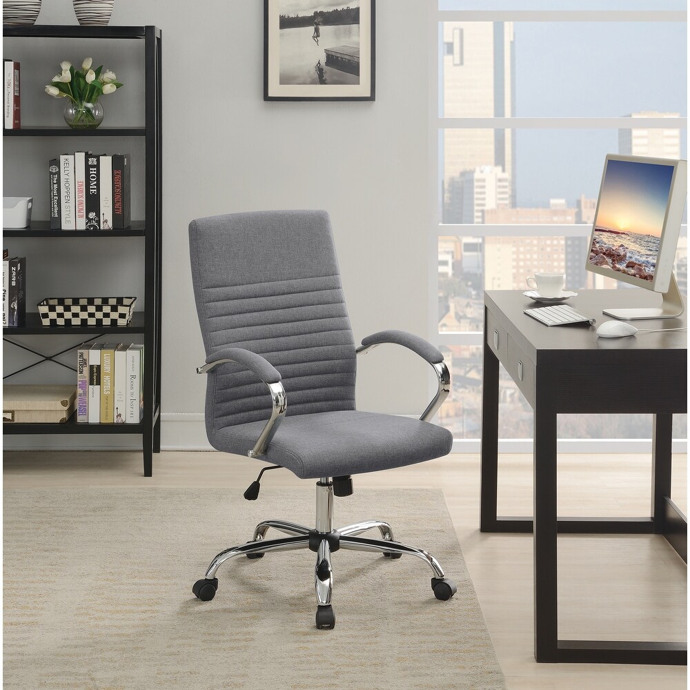 Porch Denporch Den Illini Grey Upholstered Chrome Office Chair Modern Contemporary Standard Chrome Desk Chairs Assembly Required Fabric Metal Dailymail