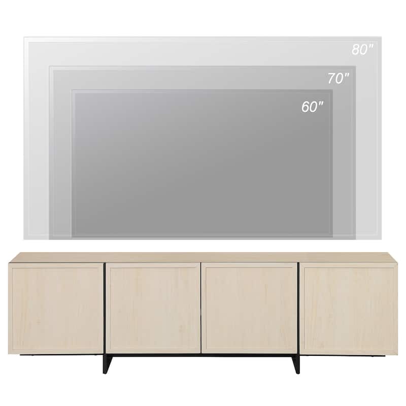WAMPAT TV Stand with T-Shaped Legs, Modern Entertainment Center with 4 Storage Cabinets, Media Console TV Table for Living Room