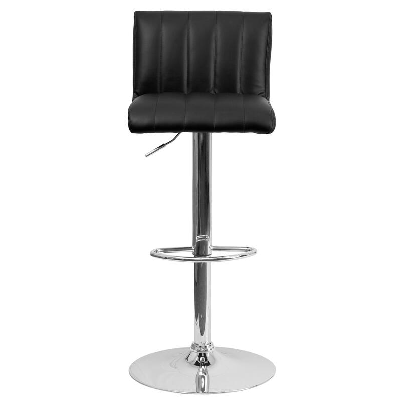 2 Pk. Contemporary Adjustable Height Barstool with Vertical Stitch Back/Seat