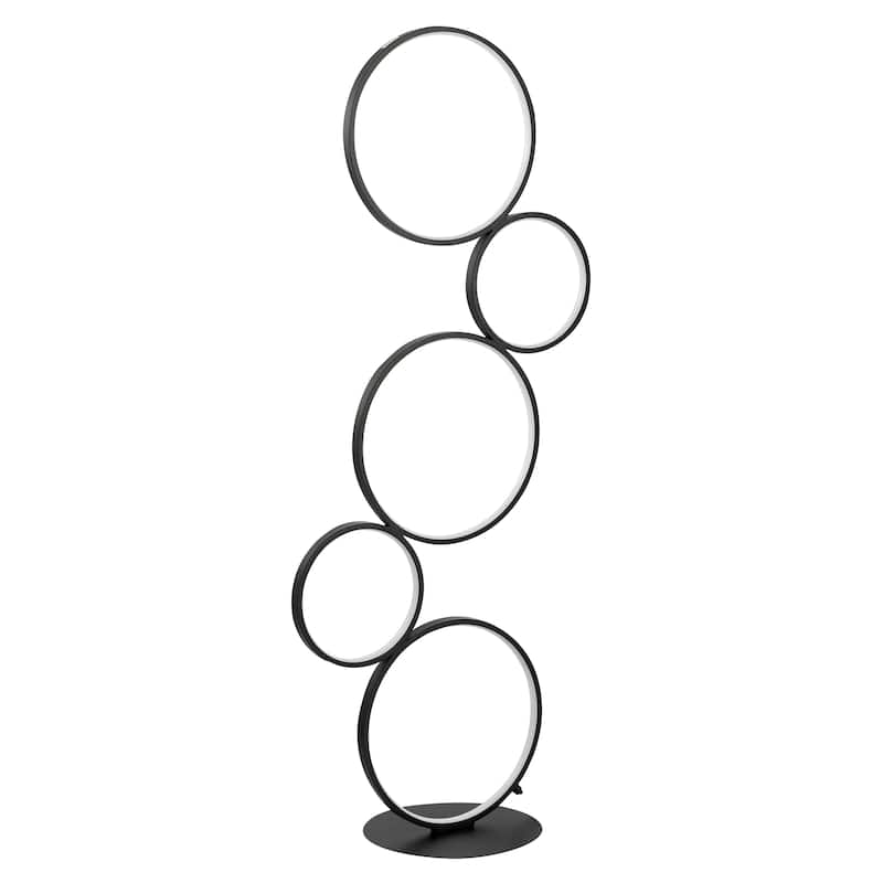 Nero Stacked Circles 45" 5-Light Contemporary Modern Iron/Aluminum Integrated LED Floor Lamp, Black by JONATHAN Y