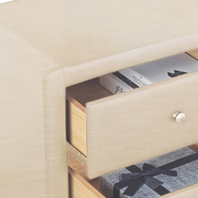 Wood 20-Inch Rectangular Nightstand with Metal Accents