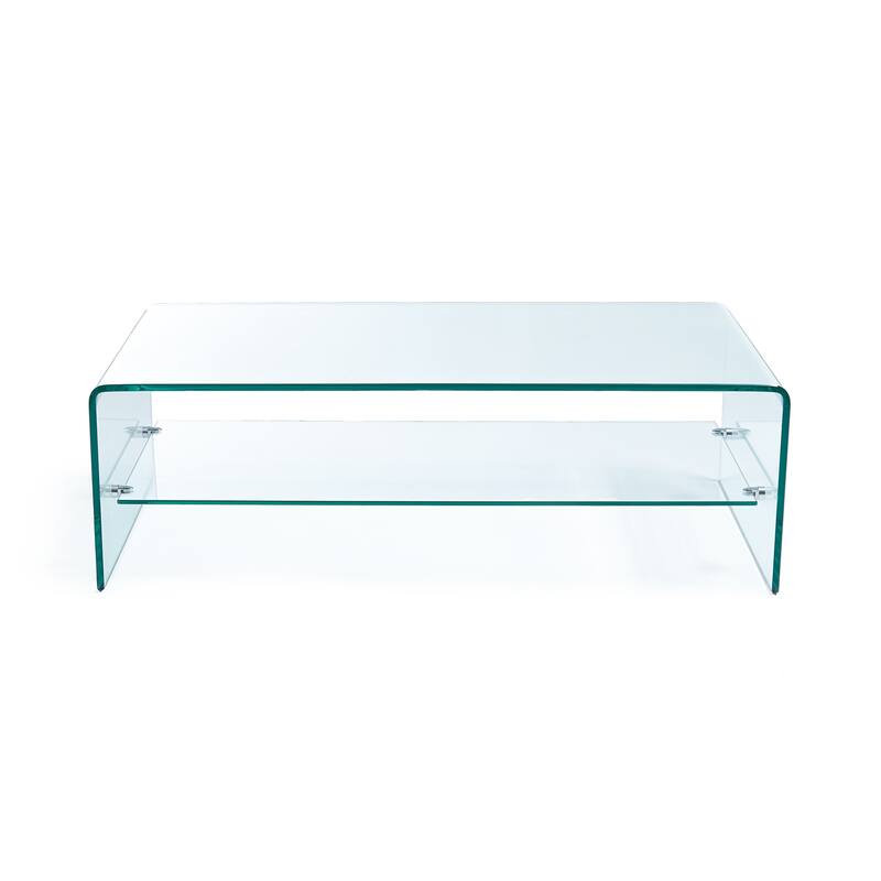 Ramona Glass Coffee Table W/Shelf