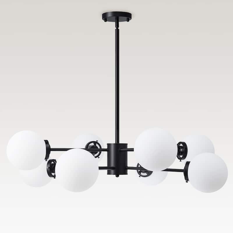 CO-Z Dimmable Modern Linear Sputnik Pendant Chandelier with Frosted Glass Globe Shades (6/8/12 - Light)