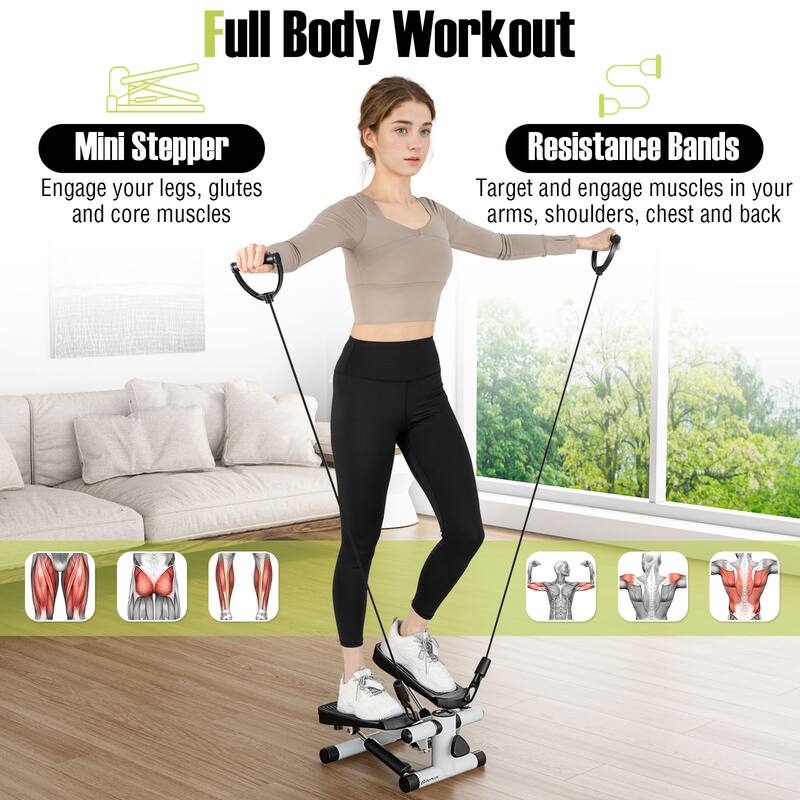 Goplus Mini Stepper for Exercise at Home with Resistance Bands - See Details