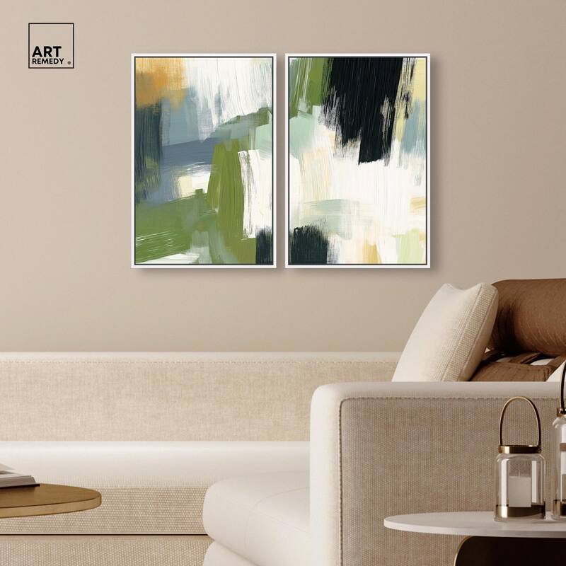 Textured Greens I Canvas Set of 2 by Art Remedy