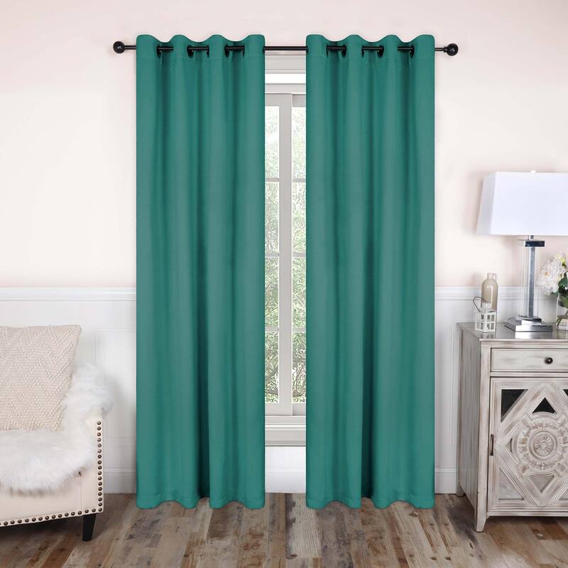 Superior Solid Machine Washable Room Darkening Grommet Curtains, Set of 2