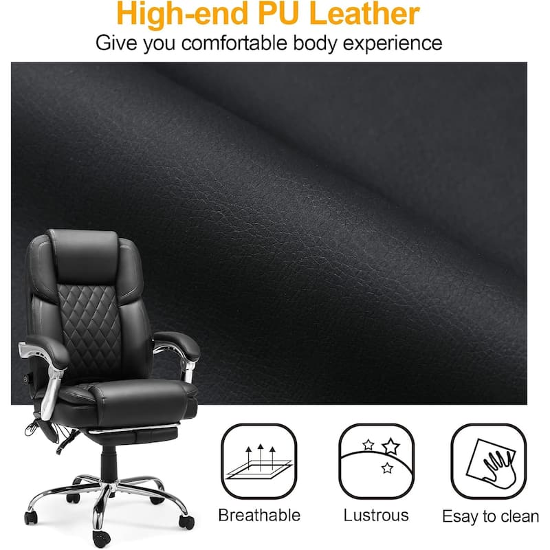 EROMMY Ergonomic Heated Massage Office Chair with Lumbar Support, Reclining Backrest, 2/4/6-Point Massage