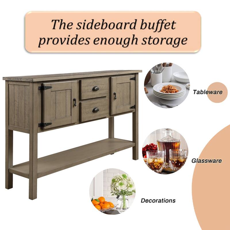 Solid Wood Sideboard Console Table with 2 Drawers