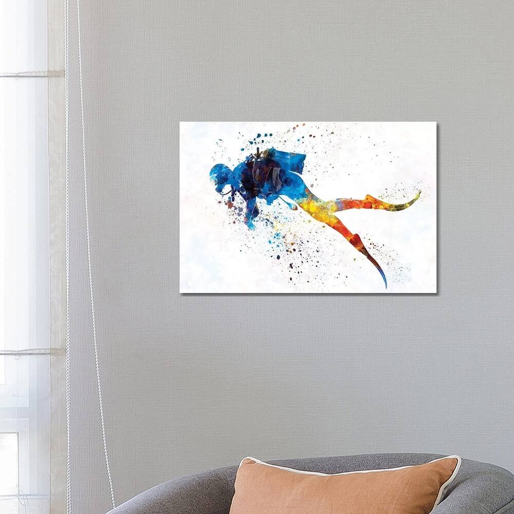 iCanvas "Scuba Diver In Watercolor I" by Paul Rommer Canvas Print
