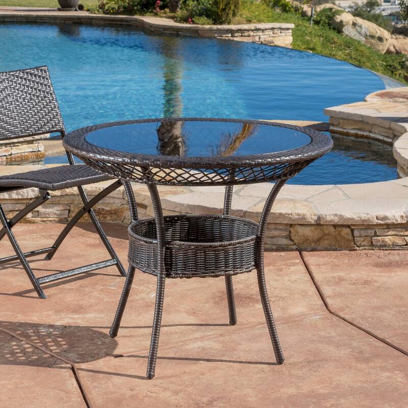 outdoor PE 34IN GLASS TABLE (KD)